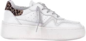 D.a.t.e. Witte leren sneakers met zijlogo White Heren