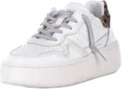 D.a.t.e. Witte leren sneakers met zijlogo White Heren