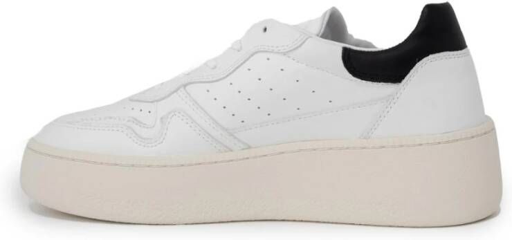 D.a.t.e. Witte Leren Sneakers Rubberen Zool Veters White Dames