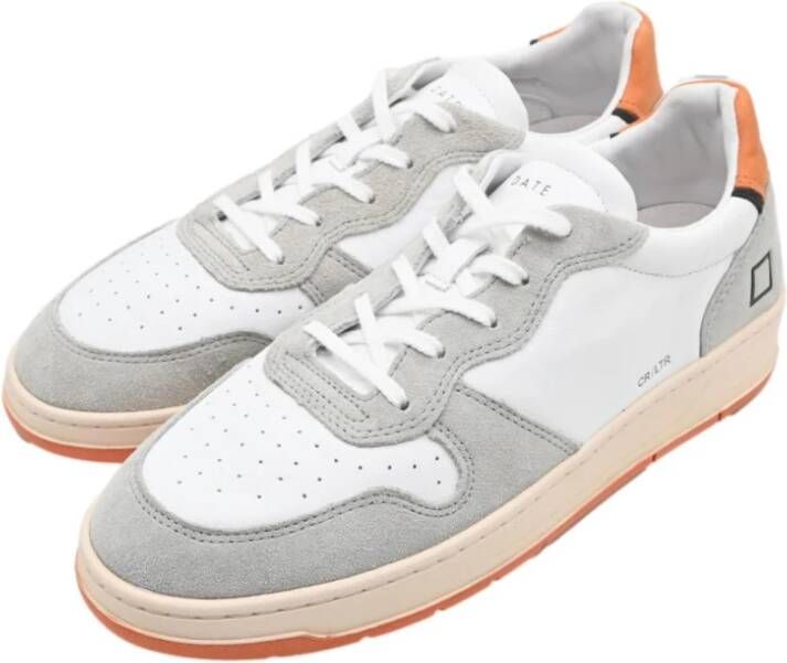 D.a.t.e. Witte Oranje Leren Court Sneakers White Heren