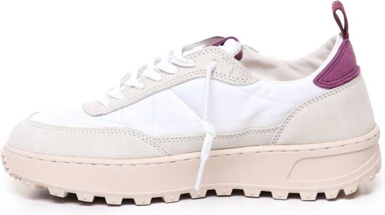 D.a.t.e. Witte Paarse Dames Leren Sneakers White Dames