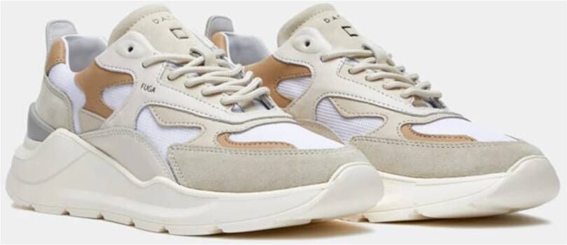 D.a.t.e. Witte Sneakers met Beige Leren Details Multicolor Heren