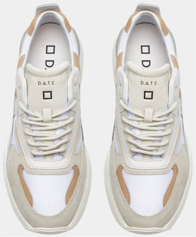 D.a.t.e. Witte Sneakers met Beige Leren Details Multicolor Heren