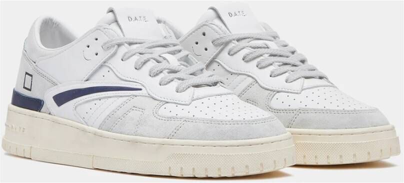 D.a.t.e. Witte Sneakers met Grijze en Blauwe Details White Heren