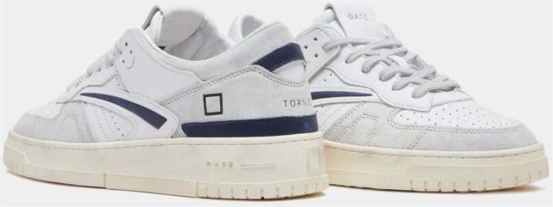 D.a.t.e. Witte Sneakers met Grijze en Blauwe Details White Heren