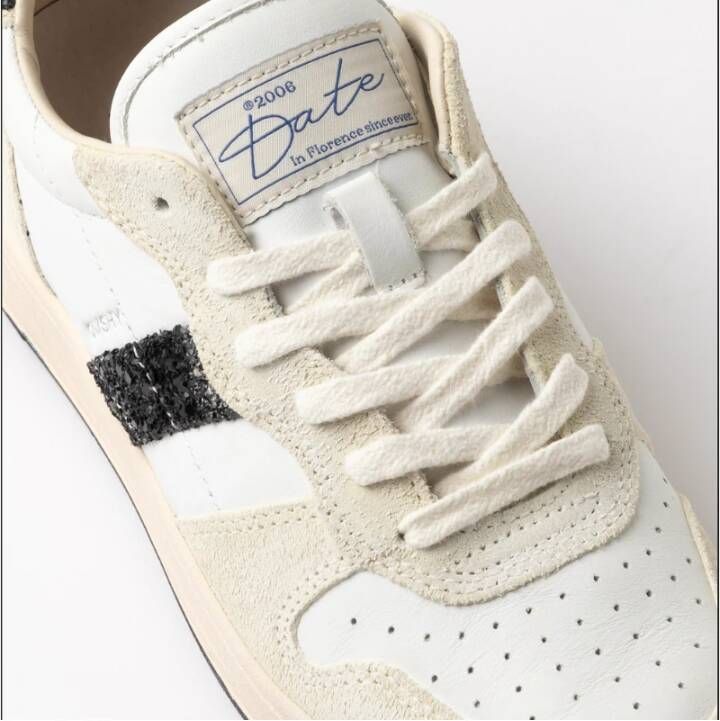 D.a.t.e. Witte Sneakers met Zwarte Glitterdetail White Dames