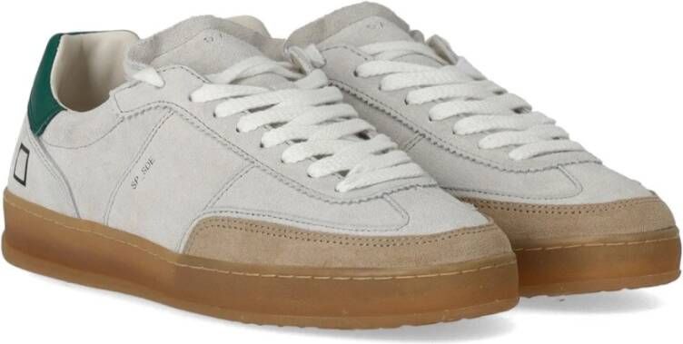 D.a.t.e. Witte Sportieve Sneaker met Groene Details White Heren