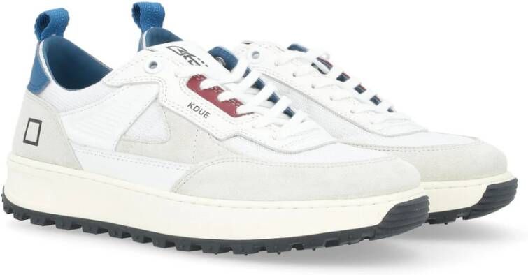 D.a.t.e. Witte Technische Stoffen Sneaker met Bordeaux Leren Details White Heren