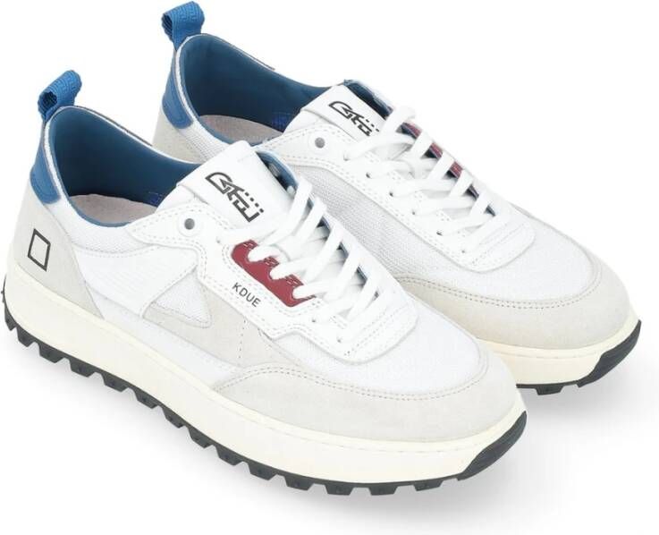 D.a.t.e. Witte Technische Stoffen Sneaker met Bordeaux Leren Details White Heren