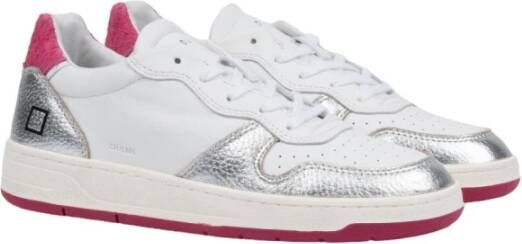 D.a.t.e. Zilveren en Witte Court Sneakers Wit Dames