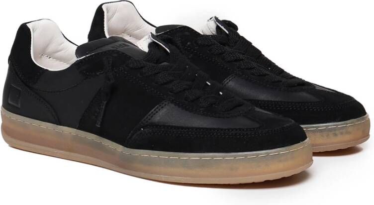 D.a.t.e. Zwarte Kalfsleren Sportieve Sneakers Black Heren