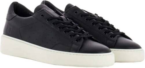 D.a.t.e. Zwarte leren lage sneakers met unieke details Black Heren