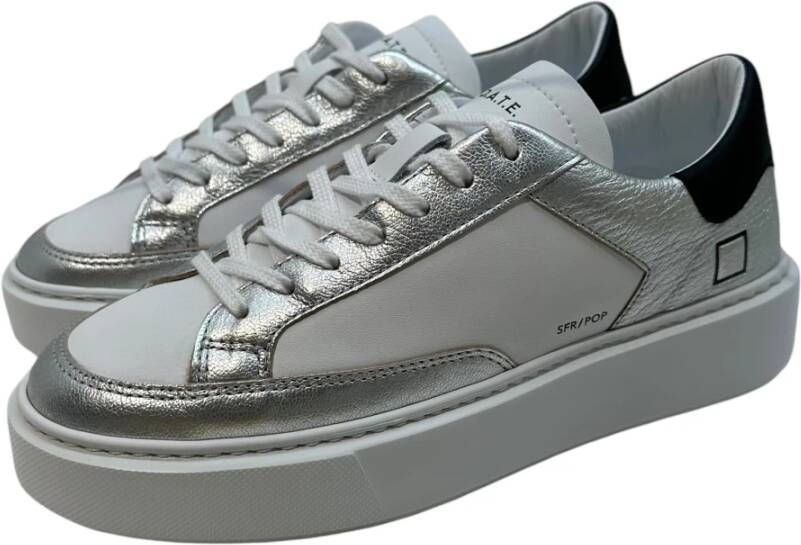 D.a.t.e. Zwarte leren sneaker met verhoogde binnenzool Gray Dames