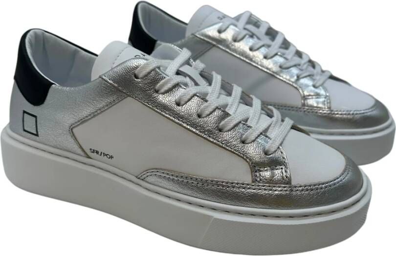 D.a.t.e. Zwarte leren sneaker met verhoogde binnenzool Gray Dames