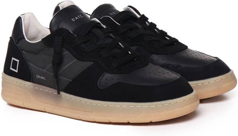 D.a.t.e. Zwarte Leren Sneakers Met Geperforeerde Details Black Heren