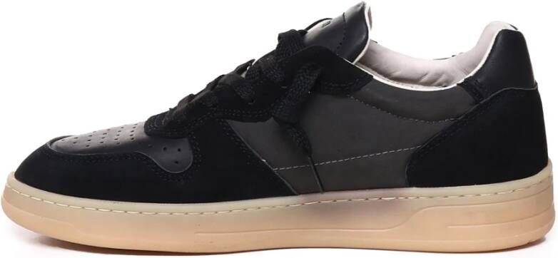 D.a.t.e. Zwarte Leren Sneakers Met Geperforeerde Details Black Heren