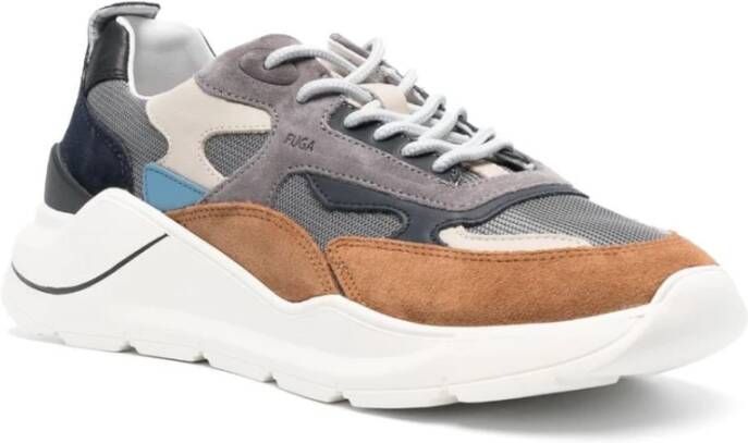 D.a.t.e. Zwarte Leren Sneakers Verhogen Stijl Multicolor Heren