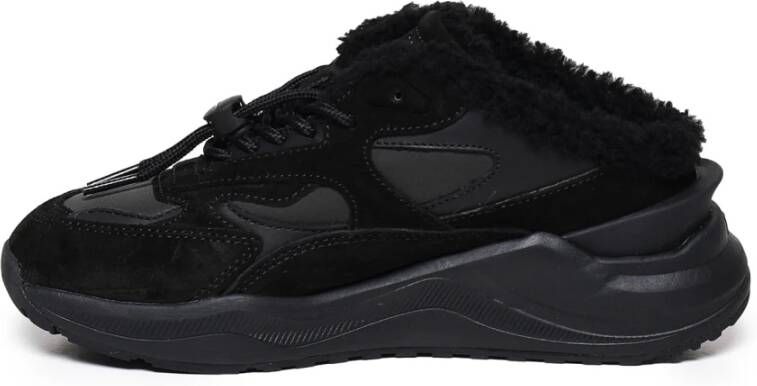 D.a.t.e. Zwarte Mesh Suède Sneakers Rubberen Zool Black Dames