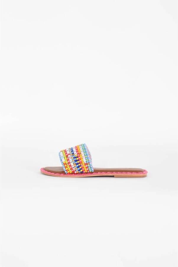 De Siena Strandstijl kralen platte sandalen Multicolor Dames