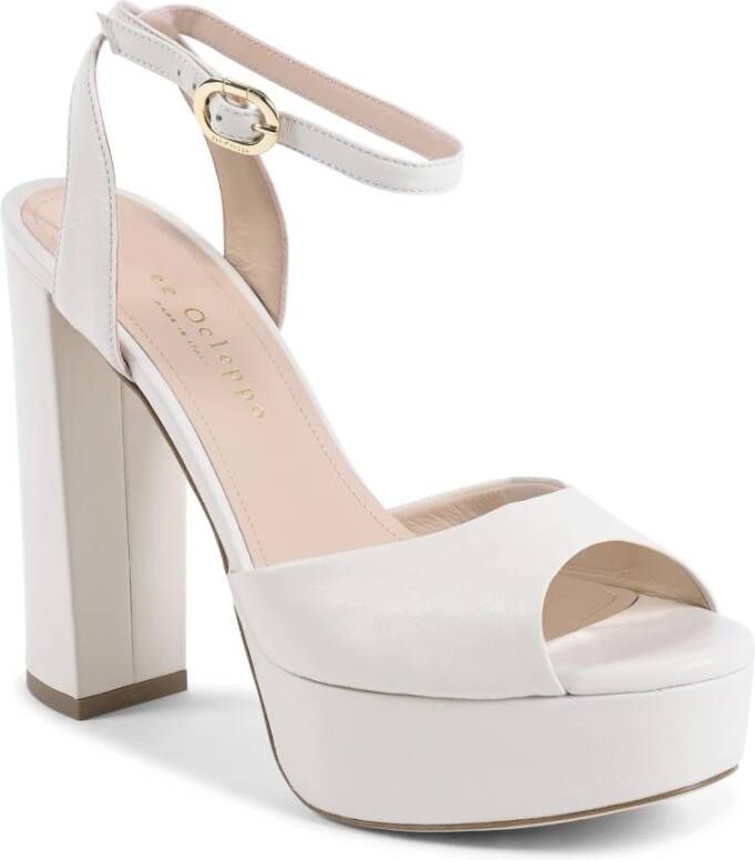 Dee Ocleppo Afslankende Plateau Sandalen Italiaans Leer White Dames