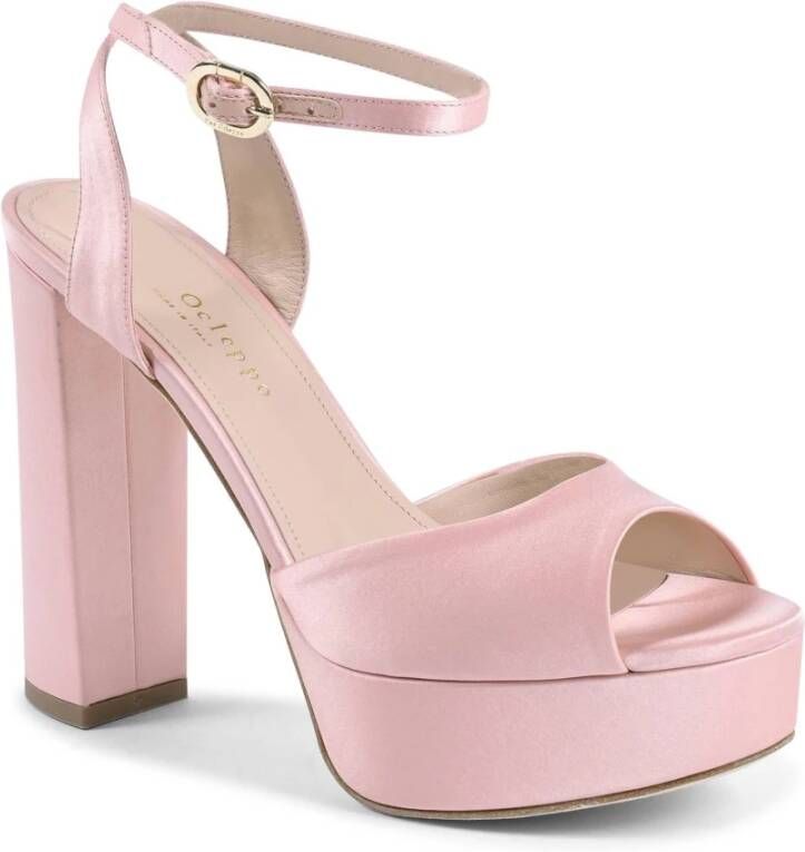 Dee Ocleppo Afslankende Satijnen Plateau Sandalen Pink Dames