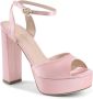 Dee Ocleppo Afslankende Satijnen Plateau Sandalen Pink Dames - Thumbnail 2