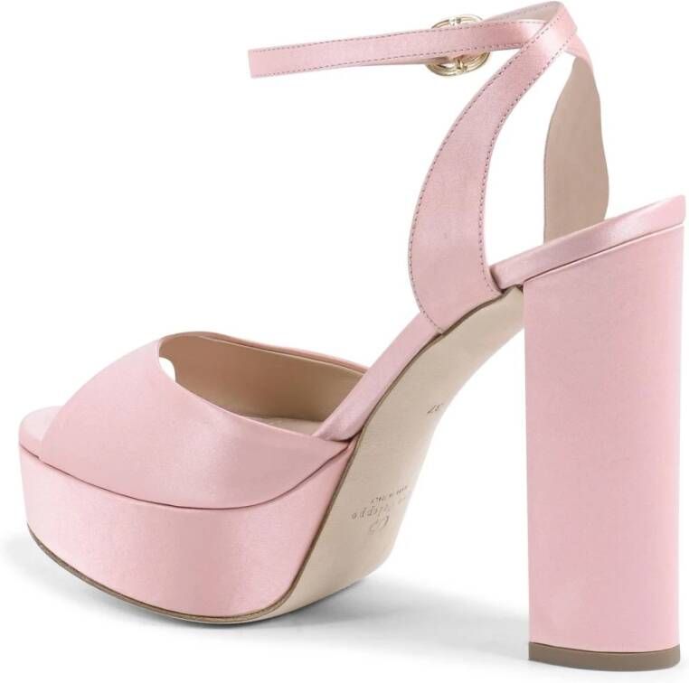 Dee Ocleppo Afslankende Satijnen Plateau Sandalen Pink Dames