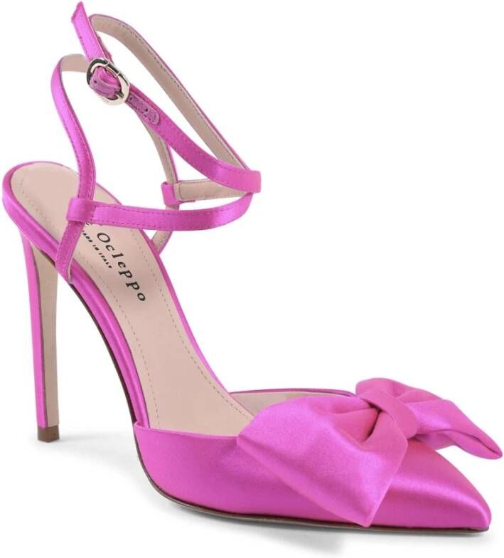 Dee Ocleppo Chique Satijnen Enkelband Stiletto Pump Pink Dames