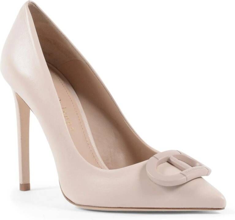 Dee Ocleppo Elegant Pointed Toe Leather High Heels Beige Dames