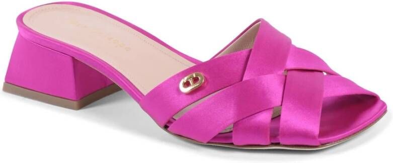 Dee Ocleppo Elegante Satijnen Blokhak Sandalen Pink Dames