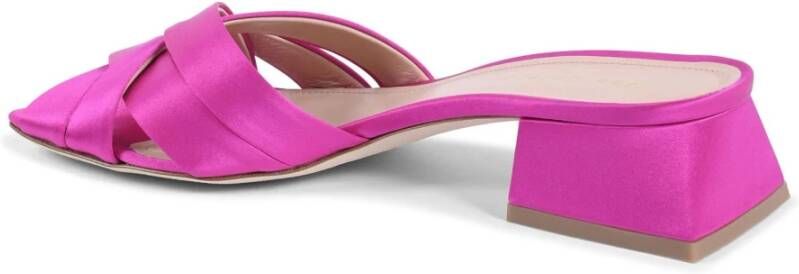 Dee Ocleppo Elegante Satijnen Blokhak Sandalen Pink Dames