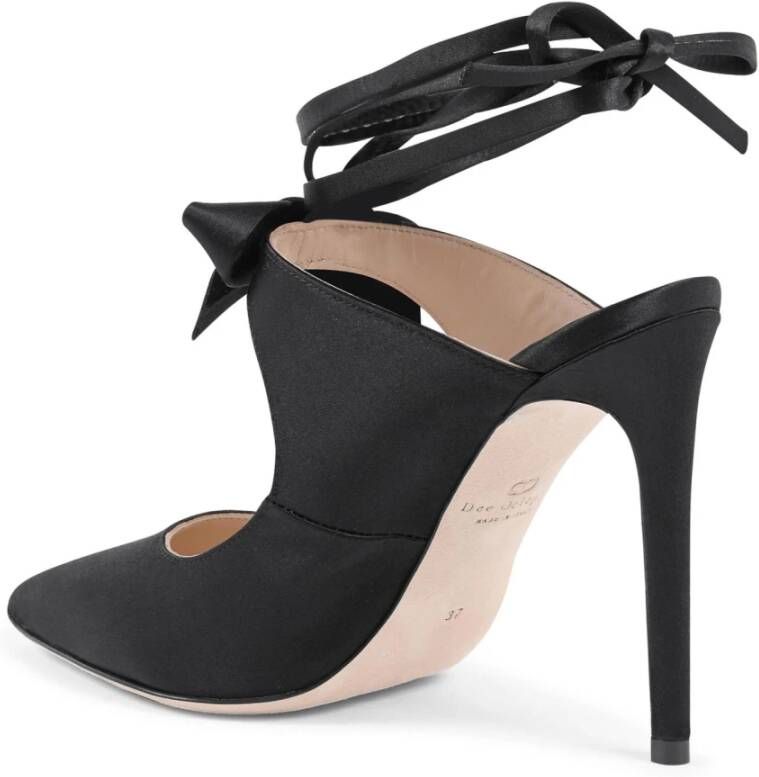 Dee Ocleppo Elegante Satijnen Muiltjes Hakken Black Dames