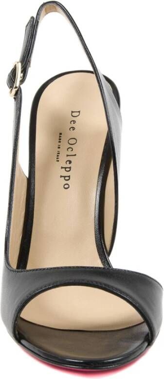 Dee Ocleppo Gebogen Paneel Leren Sandalen Black Dames