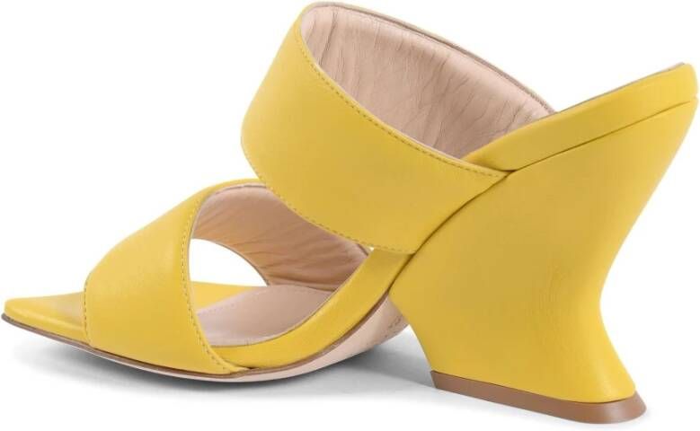 Dee Ocleppo Gele Nappa Leren Gebogen Wig Sandalen Yellow Dames