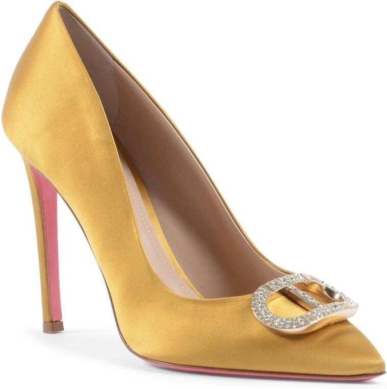 Dee Ocleppo Gele Satijnen Kristal Logo Pumps Yellow Dames