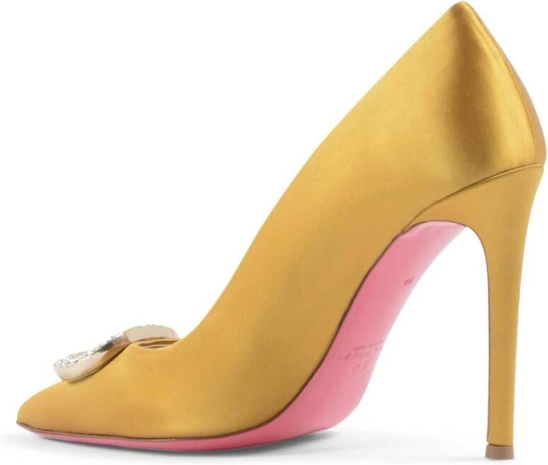 Dee Ocleppo Gele Satijnen Kristal Logo Pumps Yellow Dames