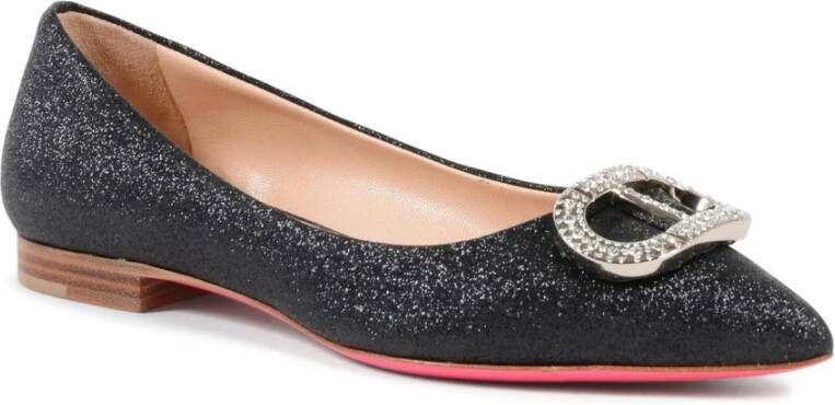 Dee Ocleppo Gouden Hak Leren Ballerina Black Dames