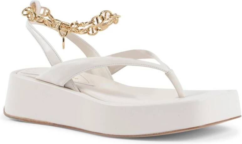 Dee Ocleppo Gouden Ketting Sleehak Sandalen Beige Dames