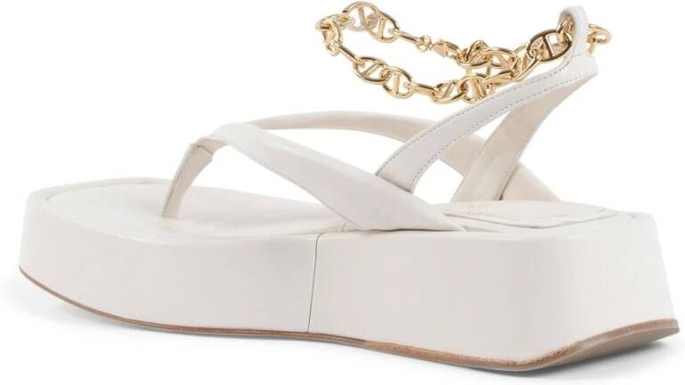 Dee Ocleppo Gouden Ketting Sleehak Sandalen Beige Dames