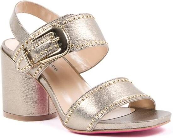 Dee Ocleppo Gouden Leren Hoge Hak Sandalen Yellow Dames