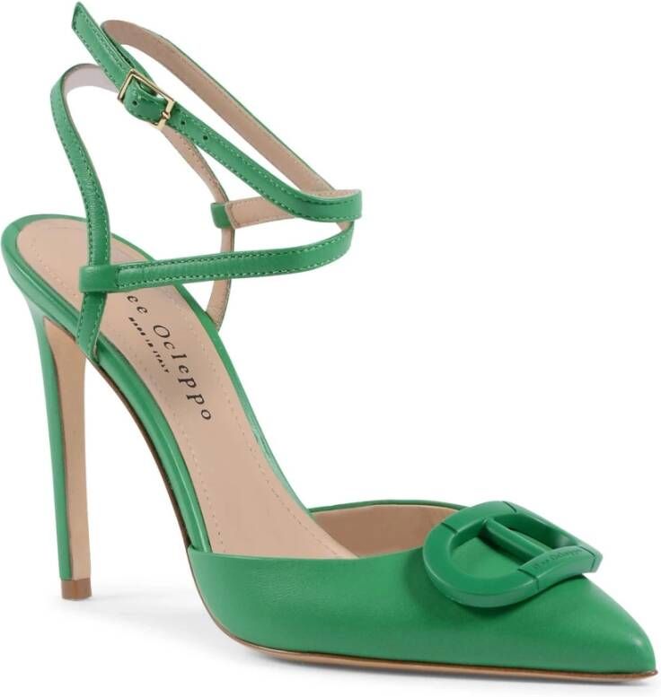 Dee Ocleppo Groene Leren Lace-Up Stiletto Pump Green Dames