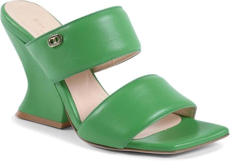 Dee Ocleppo Groene Leren Sleehak Sandalen Green Dames