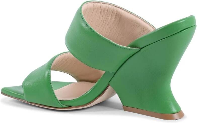 Dee Ocleppo Groene Leren Sleehak Sandalen Green Dames