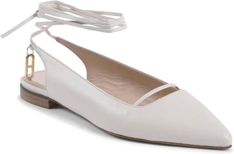 Dee Ocleppo Italiaans Leren Slingback Lage Hak White Dames