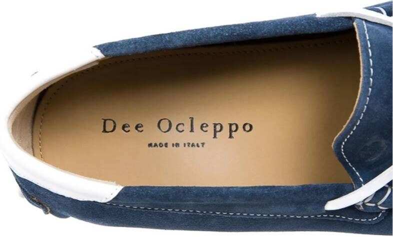 Dee Ocleppo Italiaanse Handgestikte Suède Loafer Rubberen Zool Blue Heren