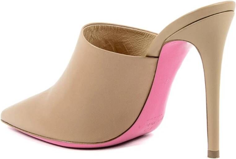 Dee Ocleppo Kameel Leren High-Heel Mule Sandaal Brown Dames