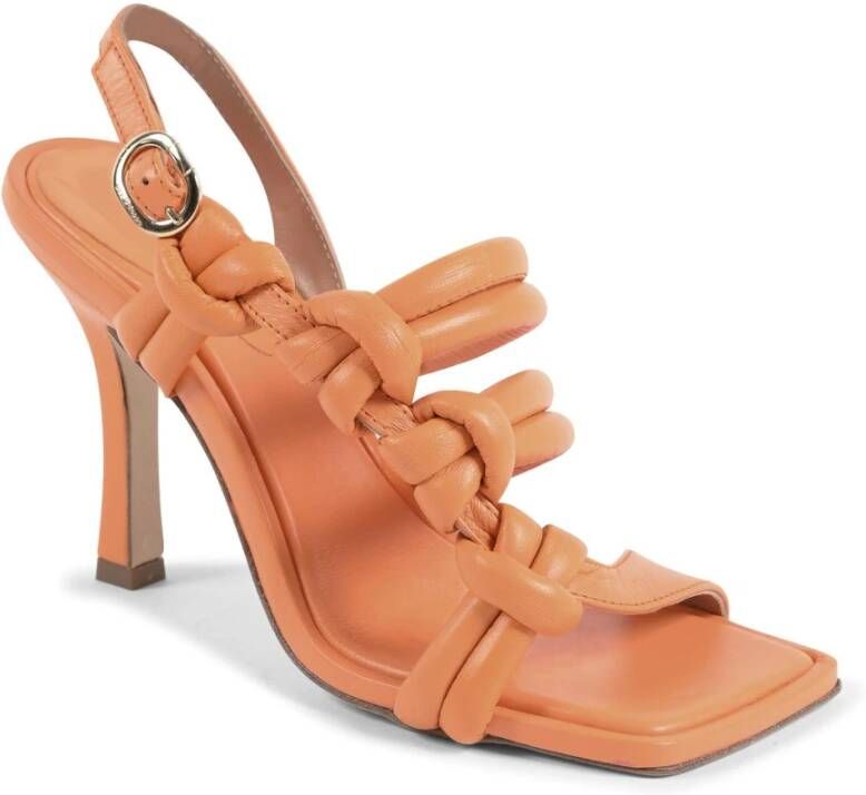 Dee Ocleppo Knotted Leather Sandal Orange Dames