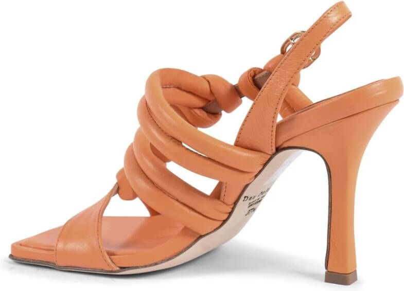 Dee Ocleppo Knotted Leather Sandal Orange Dames