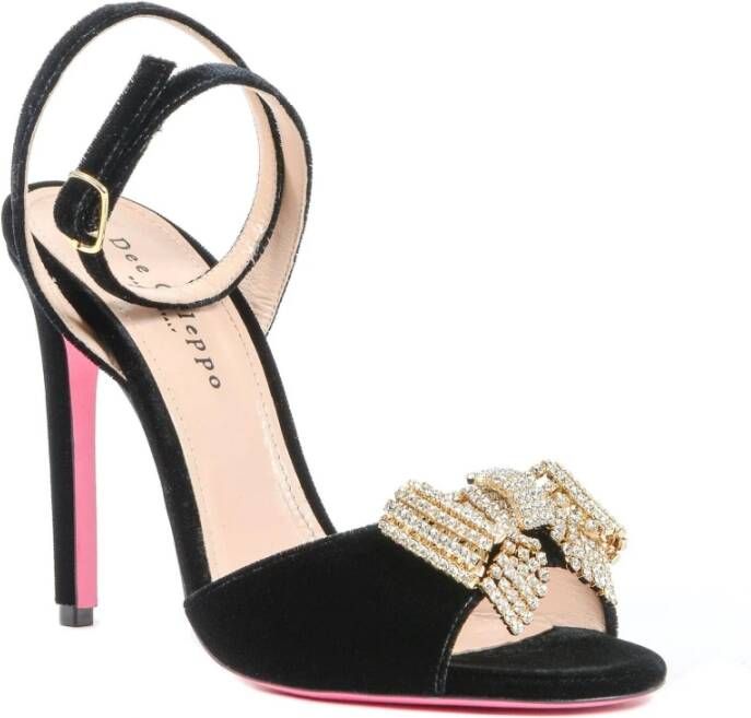 Dee Ocleppo Kristalboog Velvet Sandaal Black Dames