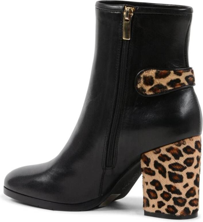 Dee Ocleppo Leopard Detail Enkellaars met Hak Black Dames